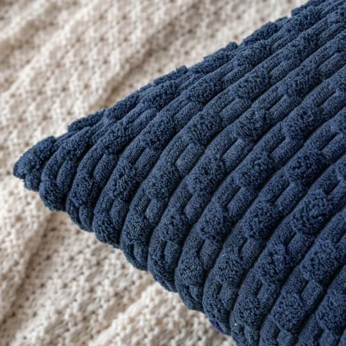 MIULEE Lumbar Decorative Throw Pillow Covers 12x20 Navy Blue Corduroy