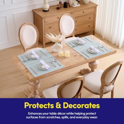 Sweet Home Collection 100% Cotton Placemats for Dining Room Rectangle Two Tone Woven Fabric 13" x 19" Soft Durable Table Mat Set, Set of 4, Pale Green