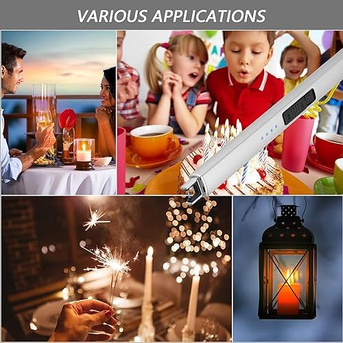 MEIRUBY 2 Pack Electric Candle Lighter, Christmas Stocking Stuffers Gifts for Women Mom Men Wife Sister, USB Arc Rechargeable Windproof Long Lighter for Candle BBQ Housewarming Birthday Gifts Idals