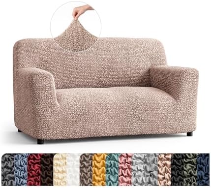 PAULATO Premium Stretch Couch Covers for Sofa - Sofa Chair Cover Washable, Dogs & Pets Friendly - Elastic Polyester Loveseat Slipcovers - Non-Slip Love Seat Couch Covers - Blush Taupe (40"-63" Wide)