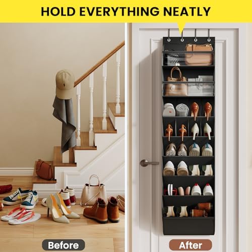 Mefirt XL Clear Over the Door Shoe Organizer for Closet Fit 25 Pairs