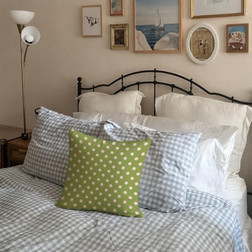 Cute Green Pink Polka Dot Room Decor Pillow Cover 18x18