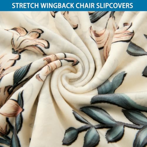 HZDHCLH Wingback Chair Slipcovers 2 Piece Velvet Stretch Washable Cover