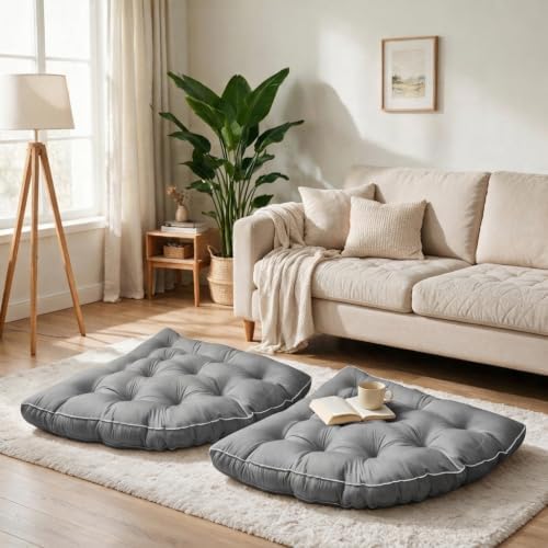 TOPCHANCES Large 4-Inch Thick Floor Cushion for Kids,39" Round Corner Playroom Pillow,Soft Non-Slip Floor Seat for Yoga Reading Meditation&Gaming