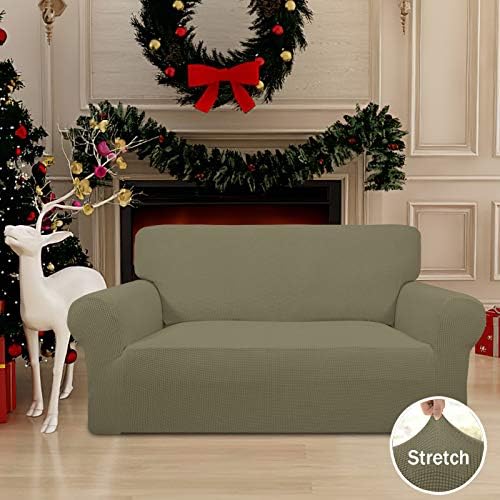 Easy-Going Stretch Loveseat Couch Covers Washable Khaki