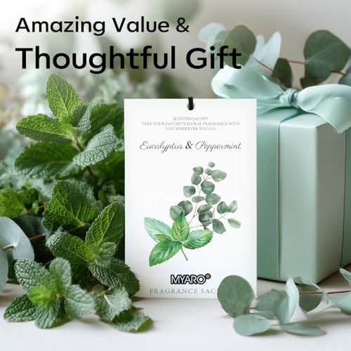 MYARO 12 Pack Eucalyptus Mint Scented Sachets, Closet Deodorizer Freshener