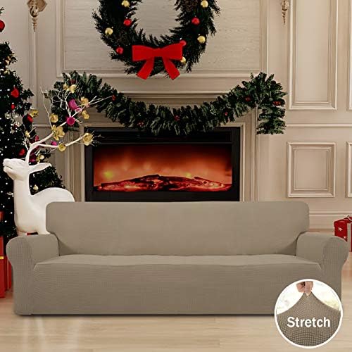 Easy-Going Stretch 4 Seater Oversized Sofa Couch Cover Natural
