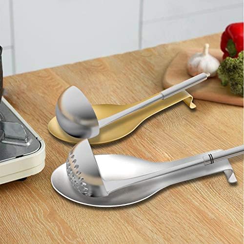 VanlonPro Stainless Steel Spoon Rest, Spatula Ladle Holder, Stainless Steel Utensil Spoon Rest Holder, Brushed Finish, Dishwasher Safe 9.8 x 3.7 Inch (Silver 2PCS)