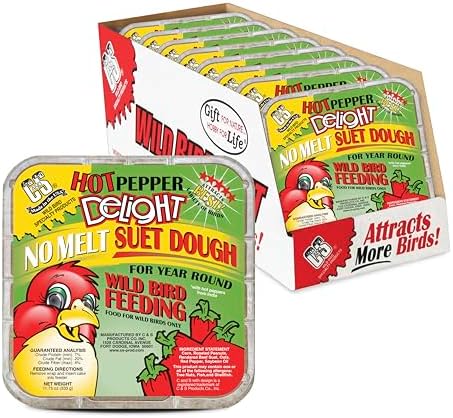 C&S Hot Pepper Delight No Melt Suet Dough, Suet Cakes for Wild Birds