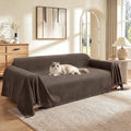 MEETSKY Couch Covers Sofa Slipcover Couch Protector Covers Universal Fit for Couch 2 Seat Thick Washable Modern Decor for Living Room, 91" x 118", Dark Chocolate