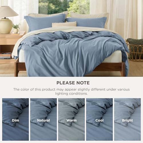 Bedsure Oversized King Duvet Cover, Double Brushed Bedding Set, Dusty Blue