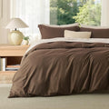 Bedsure Oversized King Duvet Cover, Double Brushed Bedding Set, Dark Brown