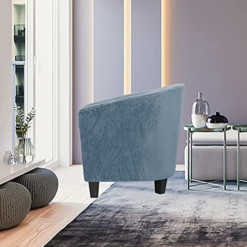 MIFXIN 2 Piece Tub Chair Cover with Cushion Cover Velvet Stretch Soft Washable Cub Chair Slipcovers Armchair Sofa Couch Furniture Protector Cover for Living Room Club Bar (Grey Blue)