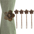 Lewondr Magnetic Curtain Tiebacks, Flower Vintage Curtain Holdbacks, Coffee