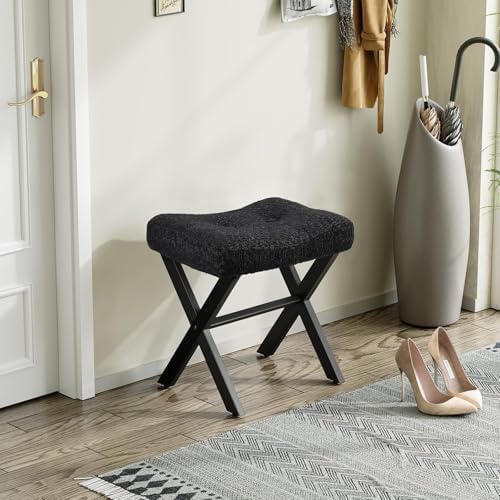 Memobarco 18-Inch Vanity Stool Chair, Black Makeup Stool