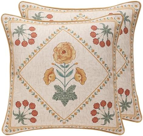 patdrea French Vintage Square Throw Pillow Cover,18"x18",Set of 2