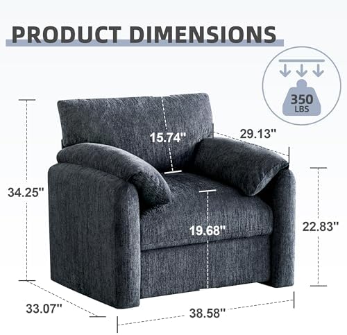 Howjoe 2 Pack Accent Chair for Living Room, Oversized Armchair, Blue