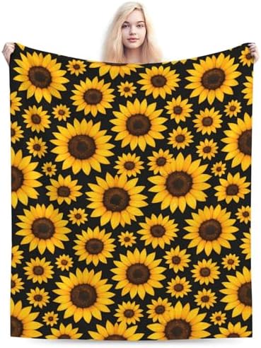 Sunflowers Floral Fleece Throw Blanket Ultra Soft Cozy Decorative Flannel Blanket for Home Bed Couch Chair Travel 40x30in