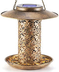 SWEETFULL Solar Bird Feeder for Outdoors Hanging, Metal Wild Bird Feeder for Cardinals Solar Garden Lantern with S Hook as Gift Ideas for Bird Lovers (2LBs Heavy Duty Weather Resistance birdfeeders)