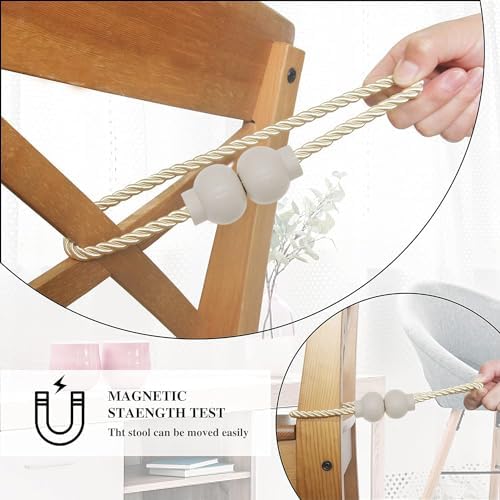 6Pcs Magnetic Curtain Tiebacks Modern Handmade Rope Curtain Tie Back Beige