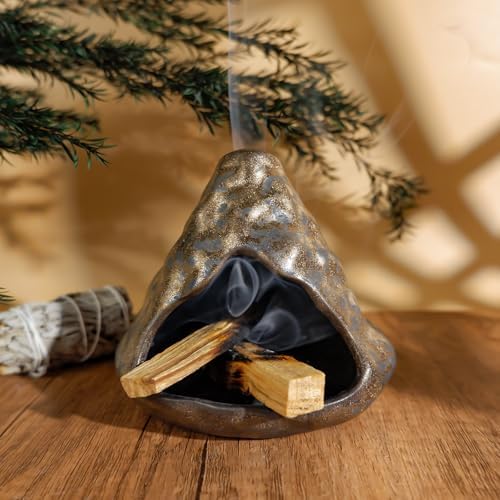Black Gold Zongzi Shaped Clay Smudge Bowl,Ceramic Palo Santo & Sage Burner