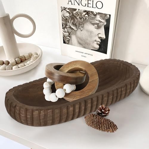 Oakrain Wooden Decorative Bowl for Home Decor, 16" Rustic Dough Bowl