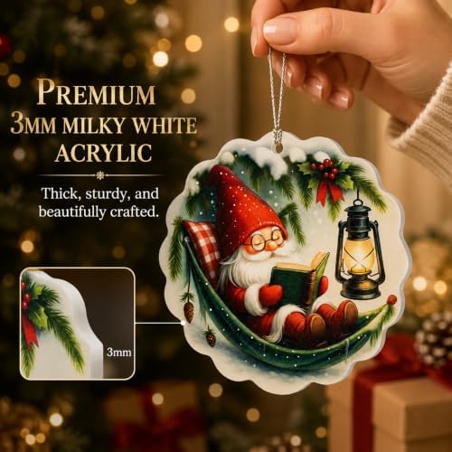 Gnome Christmas Ornaments 2026, Gnomes Gifts, Cute Gnome Ornament for Book Lover Gift, Funny Gnomes for Window Decor, Book Lover Gifts for Women Men, Friend, Family, Coworker, Holiday Decor