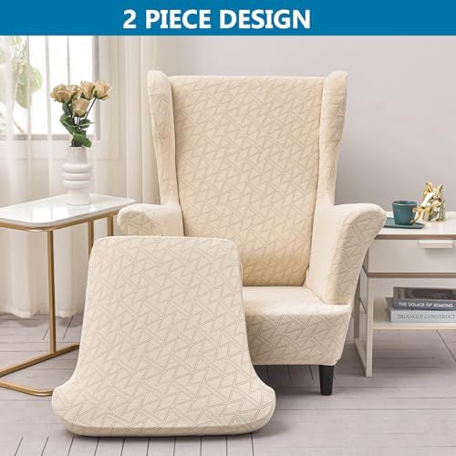 HZDHCLH Wingback Chair Slipcovers 2 Piece,Stretch Spandex Wingback Chair Covers for Living Room Armchair,Washalbe Sofa Slipovers