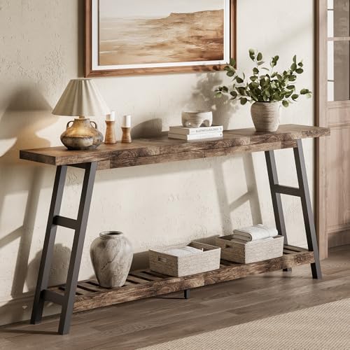 ChooChoo 70.9 Inch Long Console Tables for Entryway, Hallway Table, 2-Tier