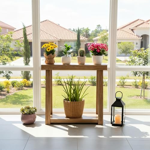 Plank+Beam Classic Console Table, with Shelf, 36 Inch, Pecan