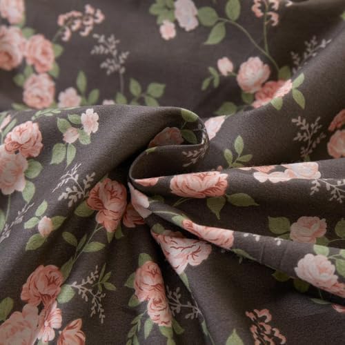 Floral Full Size Cotton Duvet Cover Set with 2 Pillowcases,80"×90"