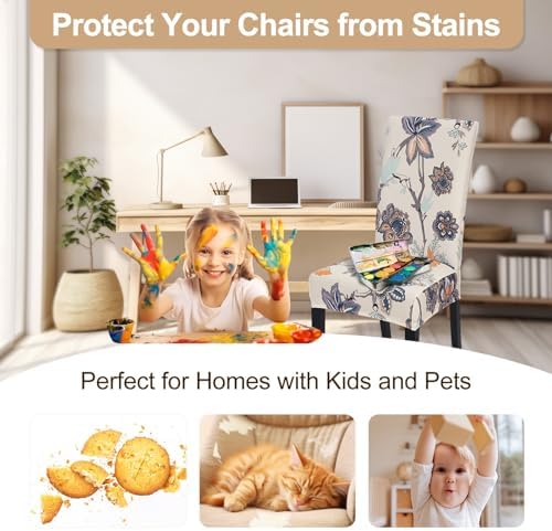 SearchI Fit Stretch Removable Washable Short Dining Chair Covers Slipcover Protector, Spandex Fabric Chair Cover for Dining Room, Hotel, Ceremony