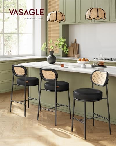 VASAGLE Counter Height Bar Stools Set of 2, PU Leather, 25.1-Inch