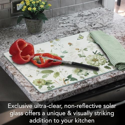 CounterArt Green Fields Tempered Glass Cutting Board 15" x 12"