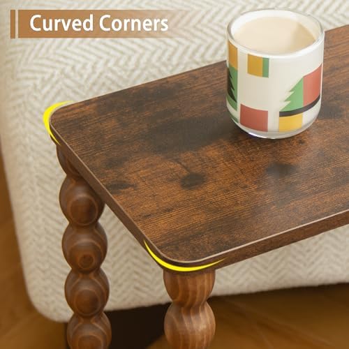 Fultyle Small Narrow End Table, Narrow Side Table with Storage, Nightstand