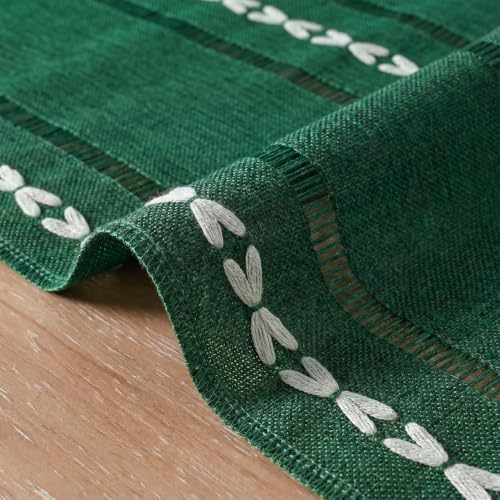 Artoid Mode Green Rustic Cotton Linen Table Runner 13x60 Inch