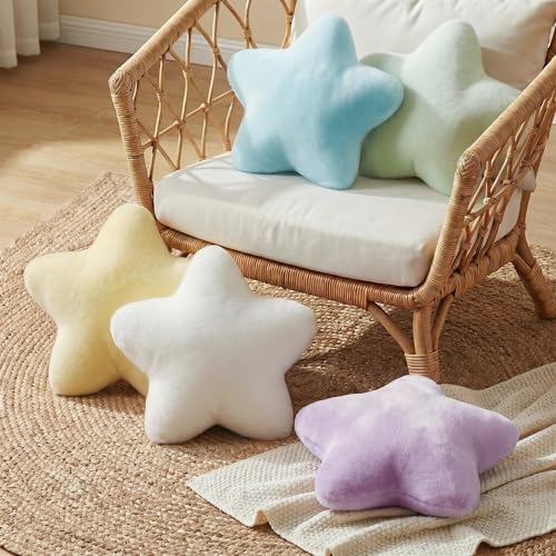 2PCS Star Pillow Set,15.35“ Cute Green Decorative Throw Pillows for Bed