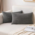 MIULEE Lumbar Decorative Throw Pillow Covers 12x20 Dark Grey Corduroy