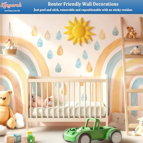 Large Watercolor Rainbow Wall Decals, Fabric Nursery Wall Decor Stickers