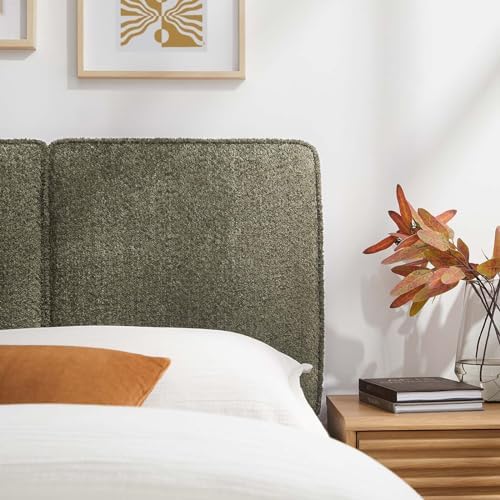 Modway Lindee Twin Size Upholstered Headboard with Sage Boucle Fabric - Pillow Style Headboard for Kid's Room or College Dorm - Fabric Twin Headboard with Adjustable Mounting Positions
