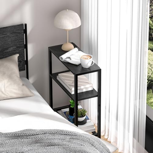 Narrow Side Table, 2-Tier Small End Table, Slim Nightstand