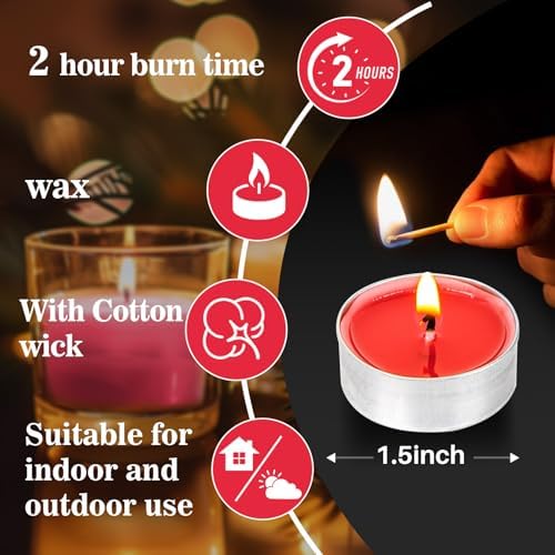 MAQIHAN 25 pcs Red Tea Light Candles - Mini Votive Soy Candles Bulk