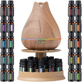 Aromatherapy Essential Oil Diffuser Gift Set with 20 Oils and Rotating Display Stand - 400ml Ultrasonic Diffuser with 20 Essential Plant Oils - 4 Timer & 7 Ambient Light Settings