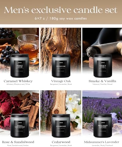 AOOVOO Scented Candles Set - 6 Pack Men Candles for Home Scented