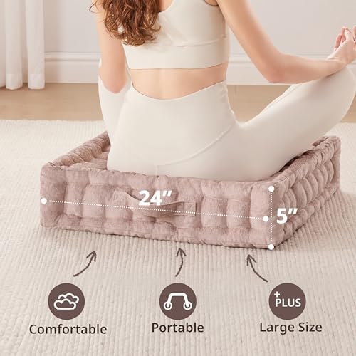 Intelligent Design Floor Pillow, Large Cushion for Meditation, 24x24 Blush
