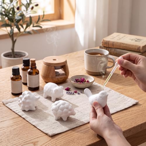Thenshop 4 Pcs Ceramic Stone Diffuser Aromatherapy Stone for Essential Oil