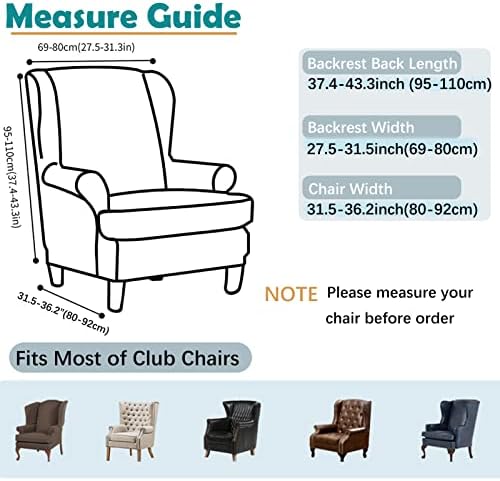 Wing Chair Slipcover, 2-Piece Printed Wingback Chair Cover