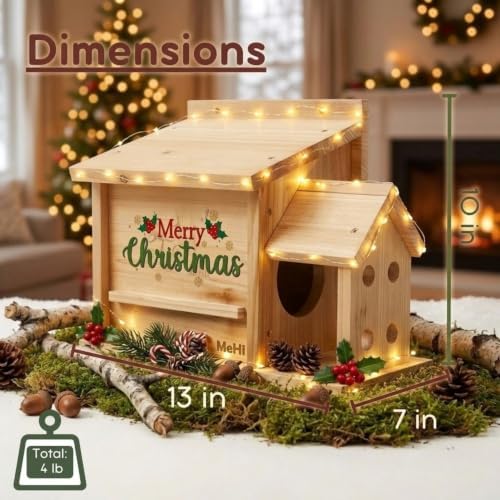 MrHN Squirrel House - Squirrel Houses for Outside Nesting (Christmas Theme)