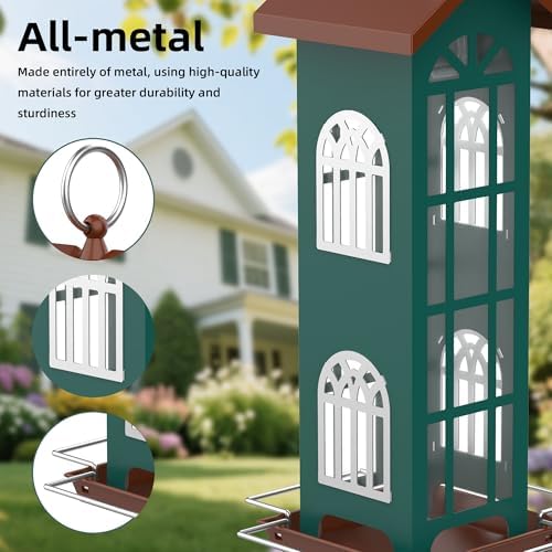 Metal Wild Bird Feeder,Bird Feeders for Outdoors Hanging,Waterproof and Rust-Proof,Easy to Clean,Disassemble and Assemble