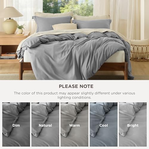 Bedsure Oversized Queen Duvet Cover, Soft Double Brushed Bedding Set, Grey